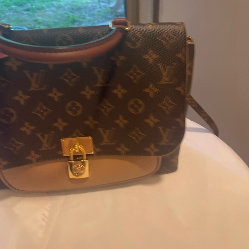 Louis Vuitton Monogram Canvas Shoulder Bag with Beige Pocket - Picture 3 of 11